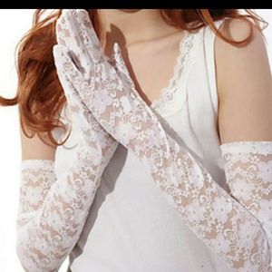 Long White Lace Gloves